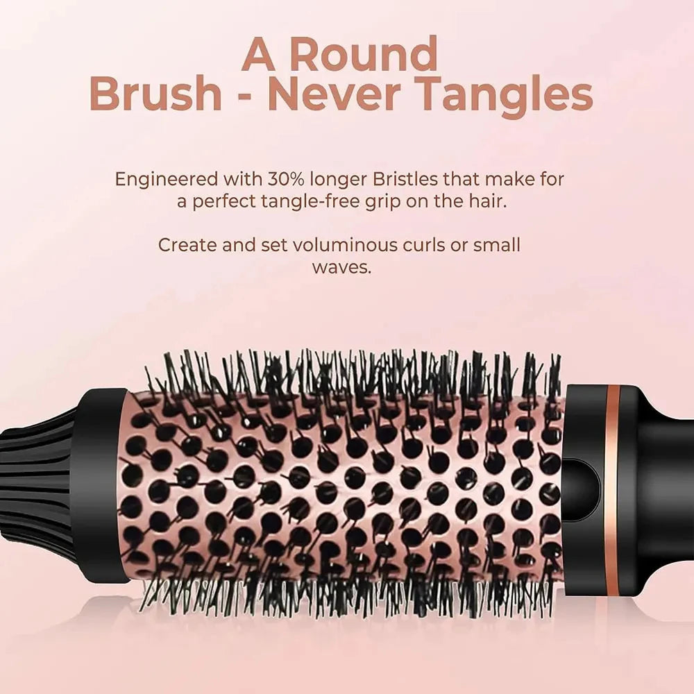 Fer à boucler et lisser ionique 3 en 1, brosse chauffante professionnelle, brosse chauffante anti-brûlure, baguette à boucler