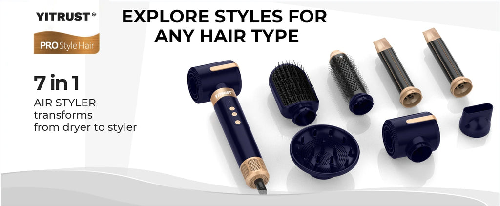 Brosse Soufflante 7 en 1 UKLISS – Sèche-cheveux Moteur Brushless Haute Vitesse, Ionique, Diffuseur & Bigoudi Automatique