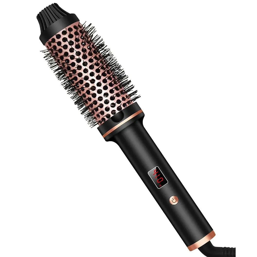 Fer à boucler et lisser ionique 3 en 1, brosse chauffante professionnelle, brosse chauffante anti-brûlure, baguette à boucler