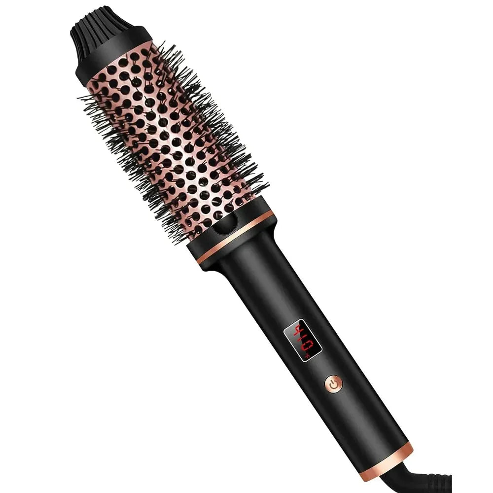Fer à boucler et lisser ionique 3 en 1, brosse chauffante professionnelle, brosse chauffante anti-brûlure, baguette à boucler