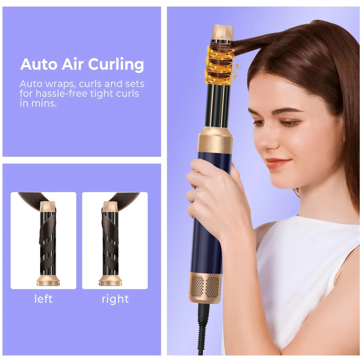 Brosse Soufflante 7 en 1 UKLISS – Sèche-cheveux Moteur Brushless Haute Vitesse, Ionique, Diffuseur & Bigoudi Automatique
