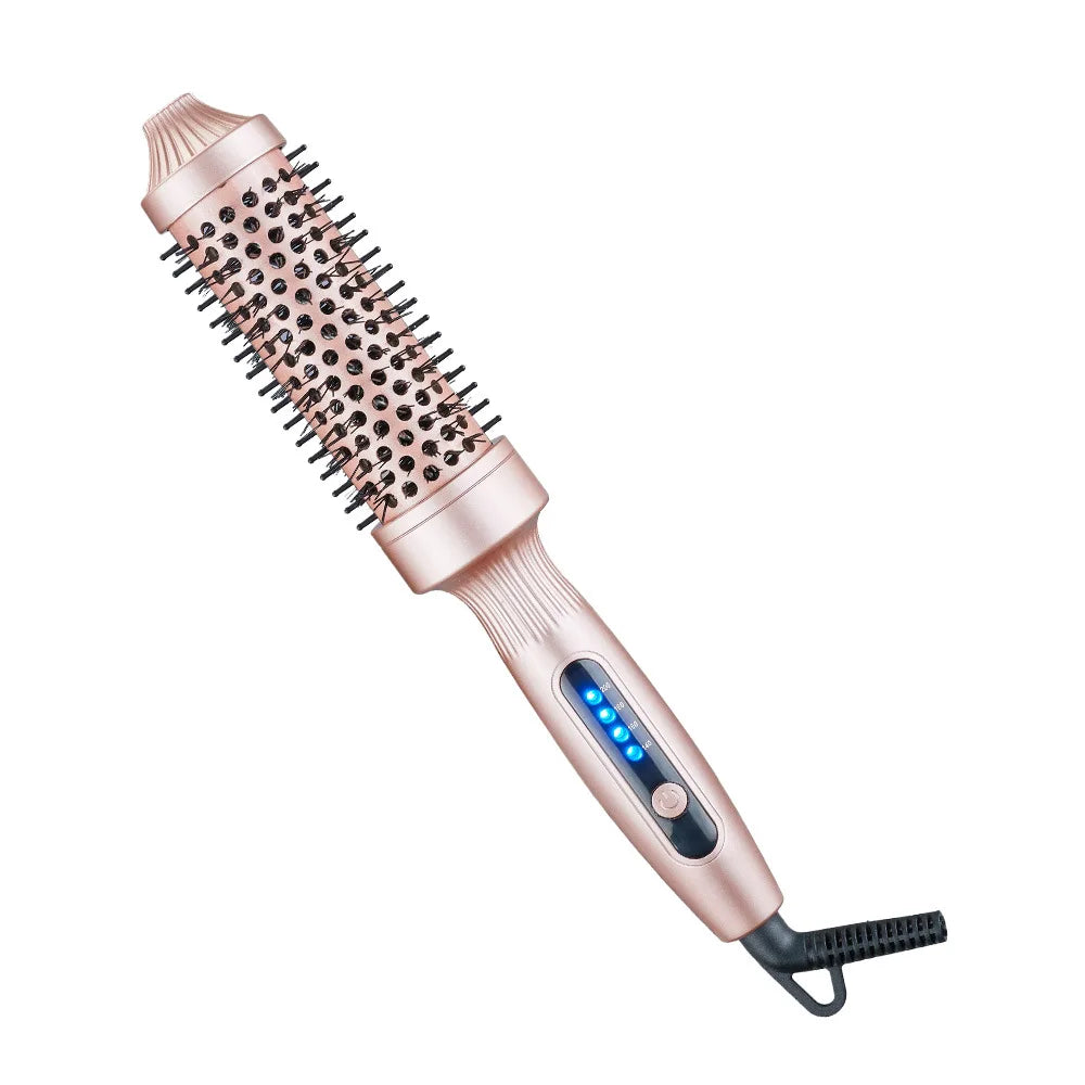 Fer à boucler et lisser ionique 3 en 1, brosse chauffante professionnelle, brosse chauffante anti-brûlure, baguette à boucler