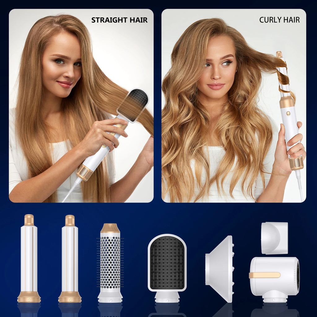 Brosse Soufflante 7 en 1 UKLISS – Sèche-cheveux Moteur Brushless Haute Vitesse, Ionique, Diffuseur & Bigoudi Automatique
