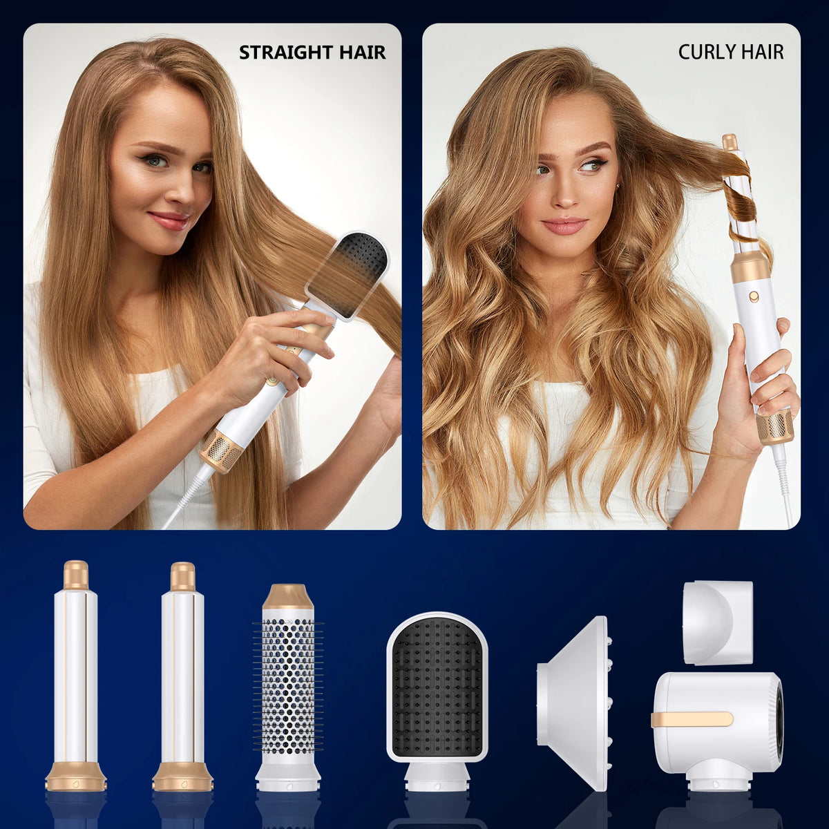 Brosse Soufflante 7 en 1 UKLISS – Sèche-cheveux Moteur Brushless Haute Vitesse, Ionique, Diffuseur & Bigoudi Automatique